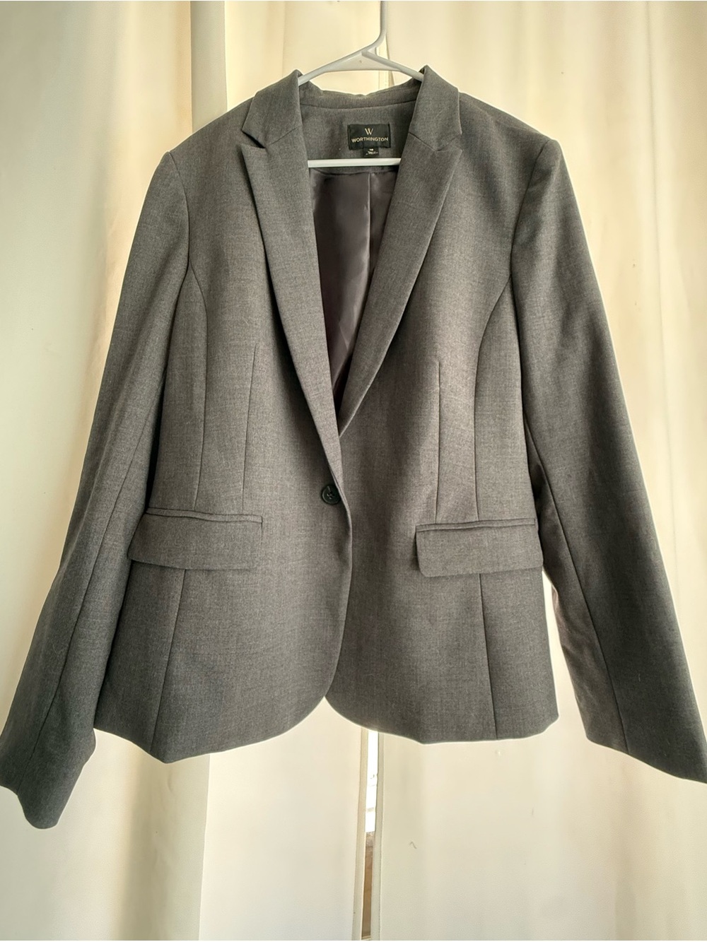 Worthington Gray Single-Button Tailored Blazer